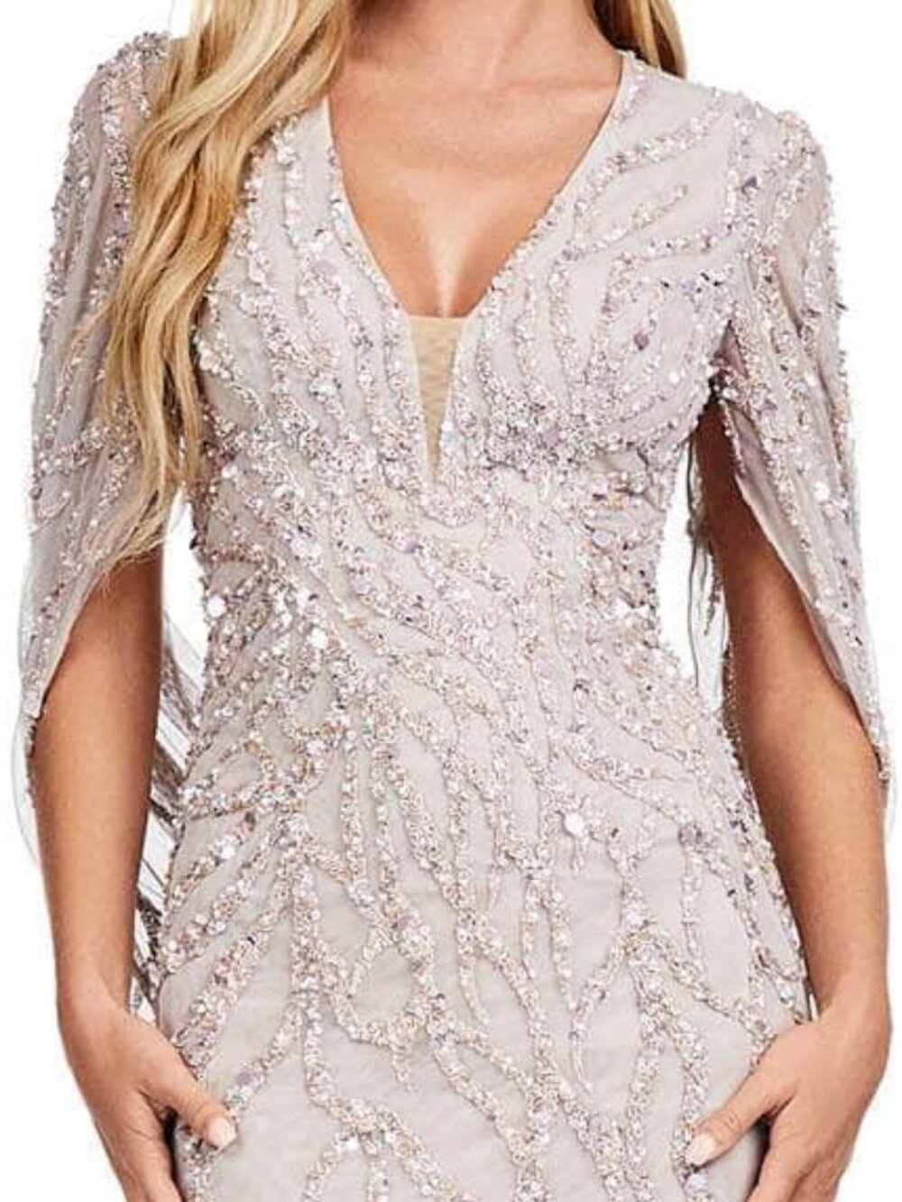NWT Ashley Lauren 11430 Cape Sleeve Mother of the Bride Dress Marble size 12 - Picture 2 of 6